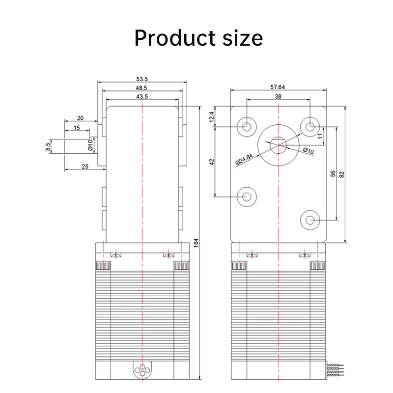 57 Worm Gear Deceleration Stepper Motor 5882 10mm Worm Gear Right Angle All Metal Gearbox Deceleration Drive High Torque Motor