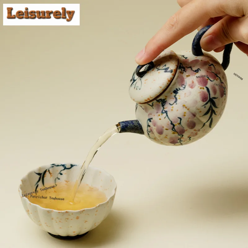 110ml Hand-painted Spring Branch Pumpkin Teapot Elegant Tea Infuser Pot Tea Brewing Kettle with Strainer for Tea Supplies Gift