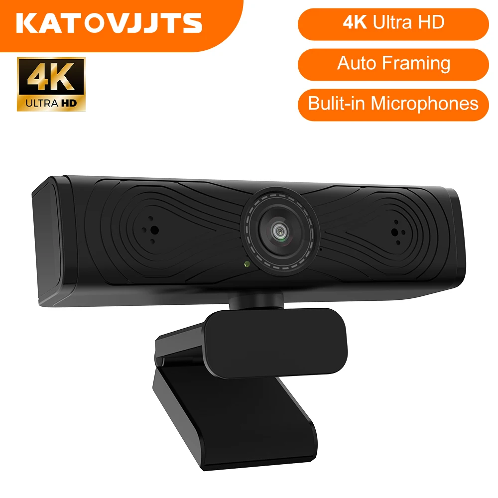 KATOVJJTS 4K UHD Webcam With Microphone USB Web Camera For PC Computer Auto Focus Framing For Live Streaming Conference Webcam