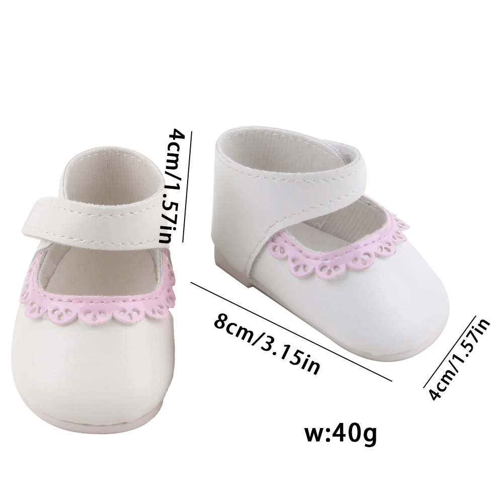 Cute 8cm Pu Leather Doll Shoes For 55cm Reborn Girl Dolls Mini Gossip Shoes For 22-inch Baby New Born Dolls Bear CottonToy