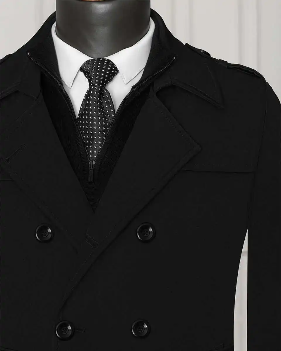 Pardessus à double boutonnage pour hommes d'affaires modernes, manteau noir, coupe couvertes, fête formelle, haut chaud d'hiver, vêtements d'extérieur personnalisés