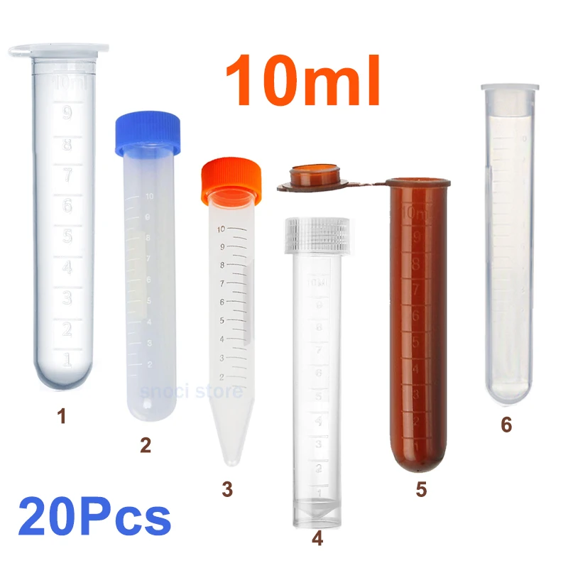 

Пробирки 10 мл, пластиковая пробирка 10 мл, центрифужная пробирка 10 мл, пробирка для замораживания 10 мл, для лабораторного контейнера для хранения образцов, 20 шт.