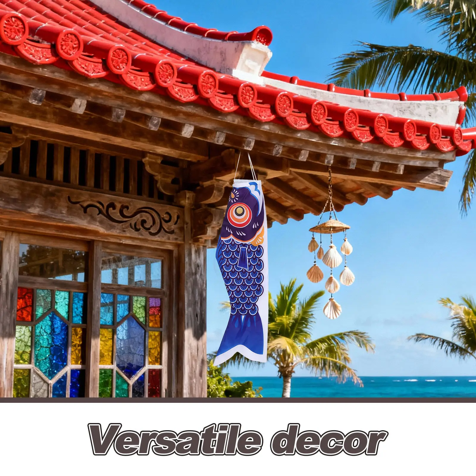 Japanese Carp Streamer Windsock Flag 39 Inch Colorful Traditional Fish Banner Outdoor Garden Japanese Windsock