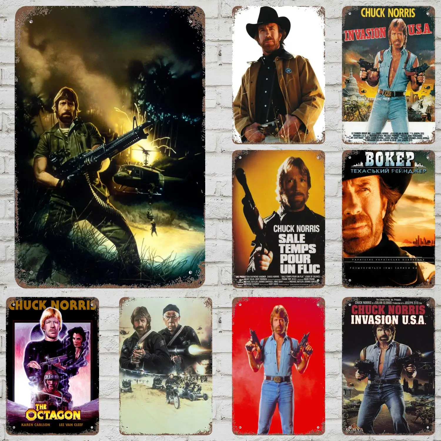 chuck norris actor Tin Sign Home Decor Wall Decor Art Wall Mural Room Decoration Decor Retro Metal Sign Plate Bar Posters