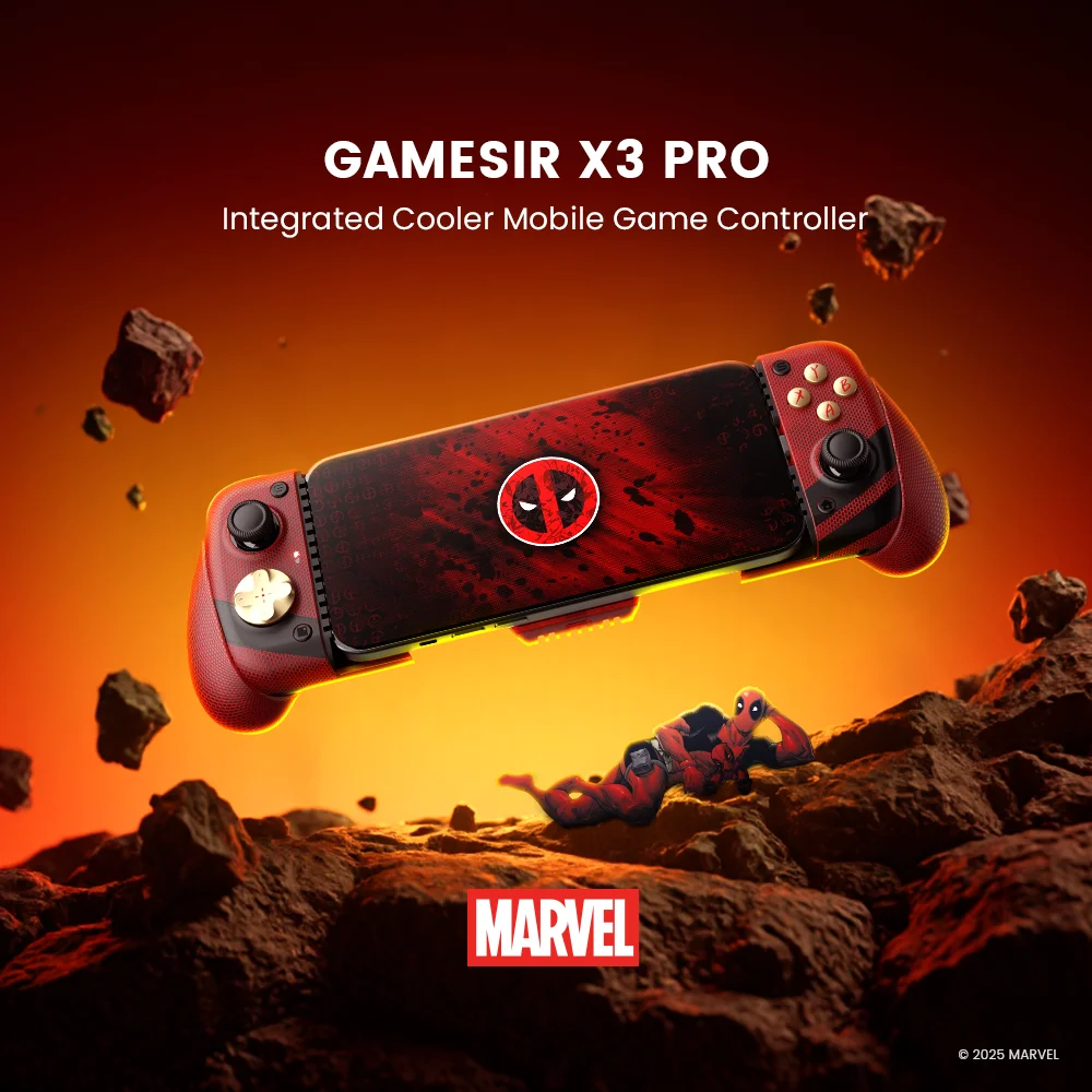 GameSir X3 Pro Deadpool Edition Controller Type-C Wired Licensed by Marvel Cooler Camepad for iPhone 16/15 series And Android