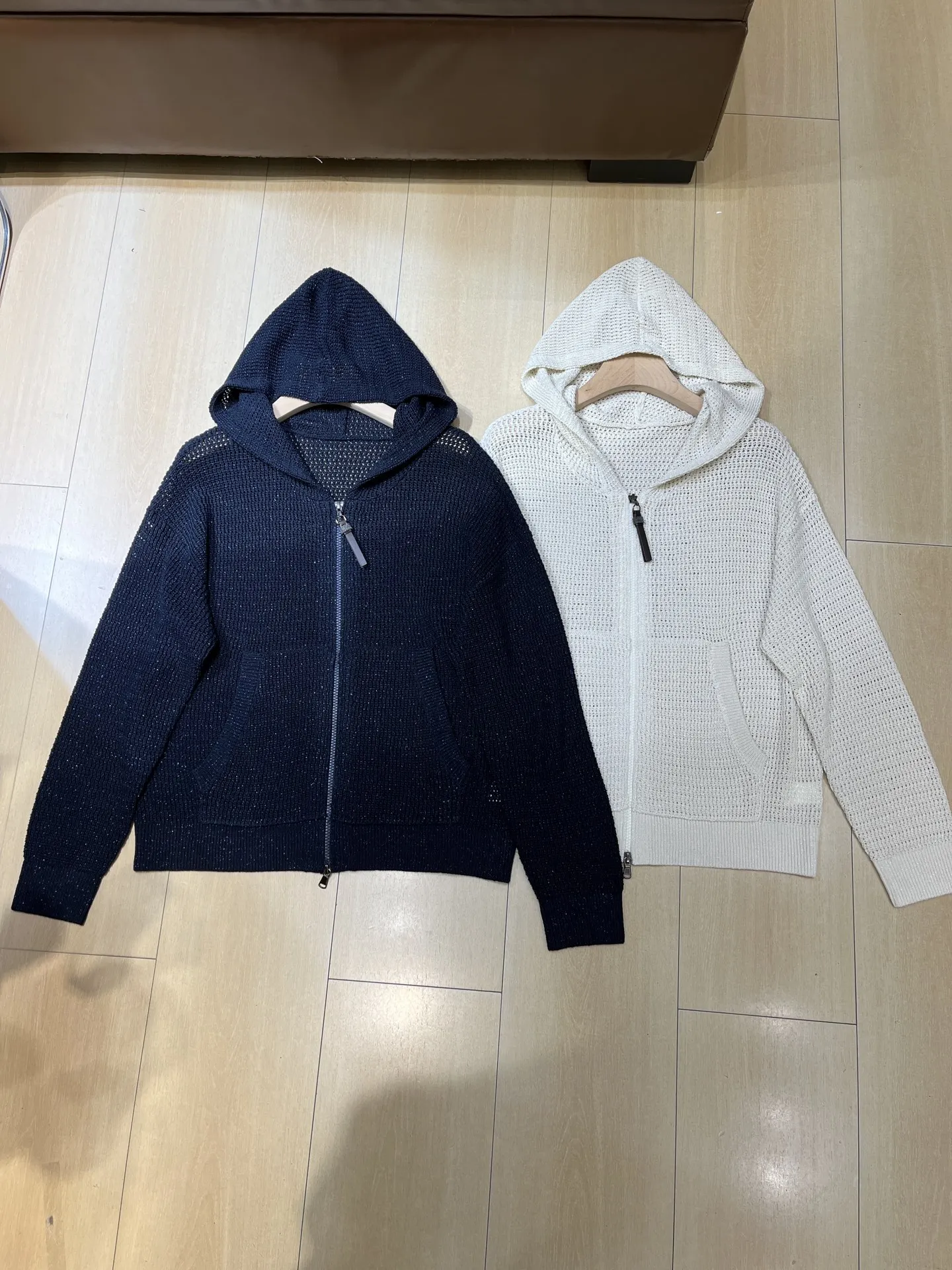 Women's High-Quality, Stylish, Casual Hooded Cardigan with Cut-out and Sequin Details (New for Spring/Autumn)