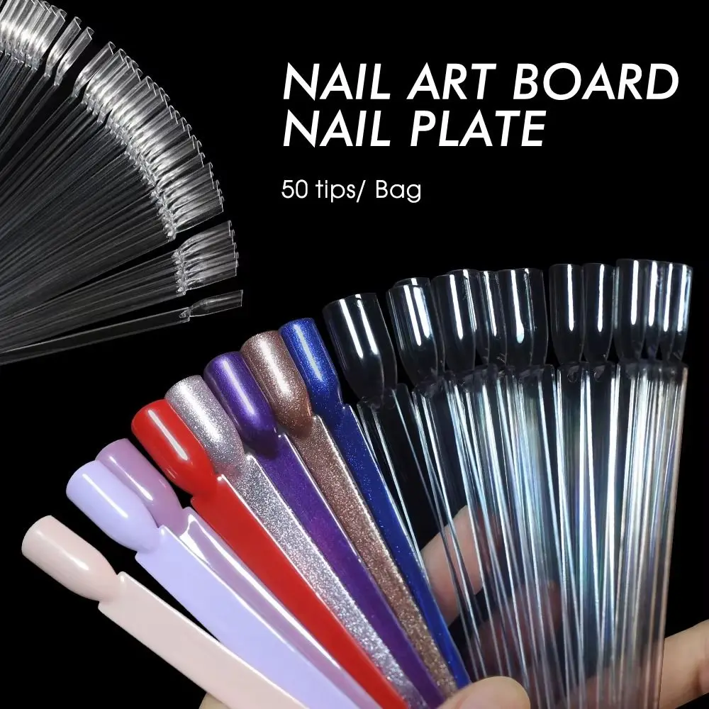 50개 투명 네일 디스플레이 스틱 (링 젤 폴리쉬 연습용 네일 스와치 스틱, 컬러 차트 팁, 네일 폴리쉬 디스플레이 포함)