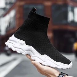 New 2023 Socks Shoes Black Sneakers Men Slip-On Summer Mesh Non-leather Casual Shoes Man Fashion Tennis Comfortable Breathable