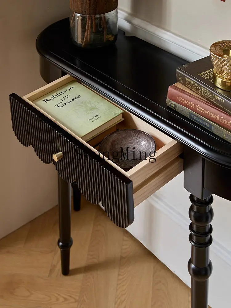 FG  wood porch cabinet facing the door, small apartment partition cabinet, black living room corridor side cabinet, table