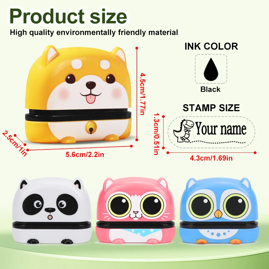 Customized Name Stamp Paints Personal Student Child Baby  Waterproof Non-fading Kindergarten Name Seal Black Ink toy gift set