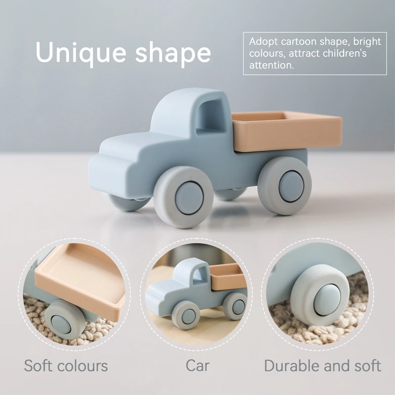 Baby Silicone Car Toys Montessori Baby Things Silicone Baby Teether Toy Car  0 12 Months Newborn Educational Toy Silicone Blocks