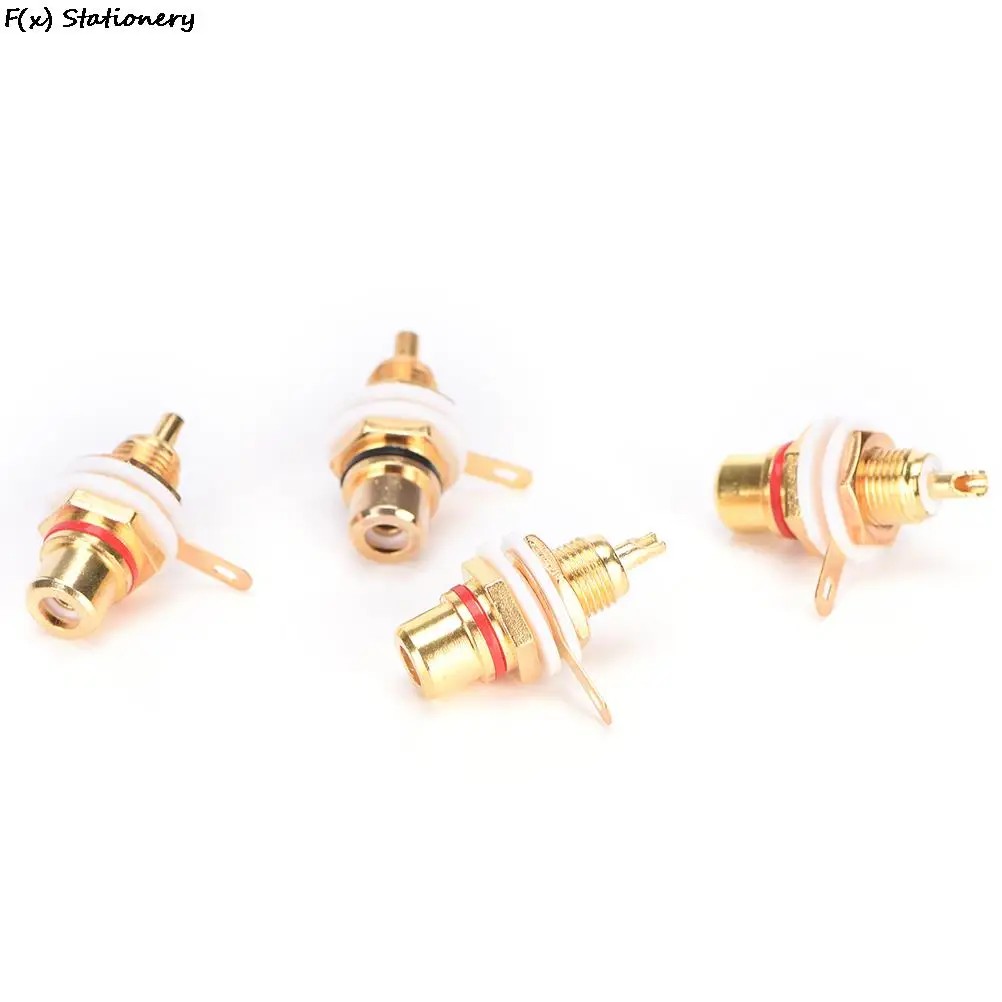 RCA Female Jack 10pcs Plated Connector Gold Panel Mount Chassis Audio Socket Plug Bulkhead White Cycle With Nut Solder Cup