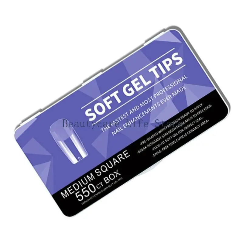 652C 550x Half Matte Nail Tips for Acrylic Nail Long Full Cover Tips Ballerinas False Nail Soft Gels Tips Nail Supplies