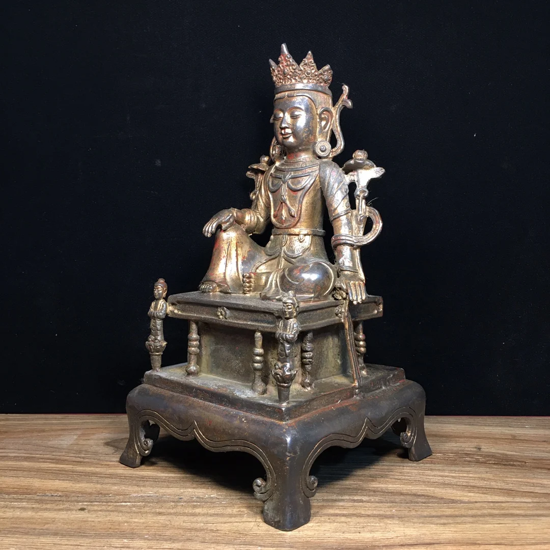 Pure Copper Free Guanyin Imitating antique bronze statues Length 13.5cm, width 13.5cm, height 26cm, weight 2020g