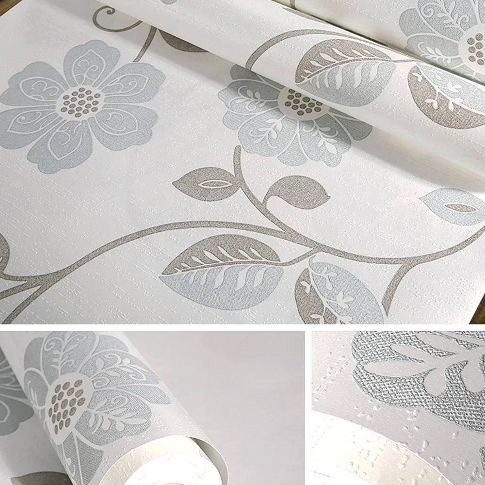 不織布3D田舎の花柄の壁紙,部屋の装飾,家の壁紙