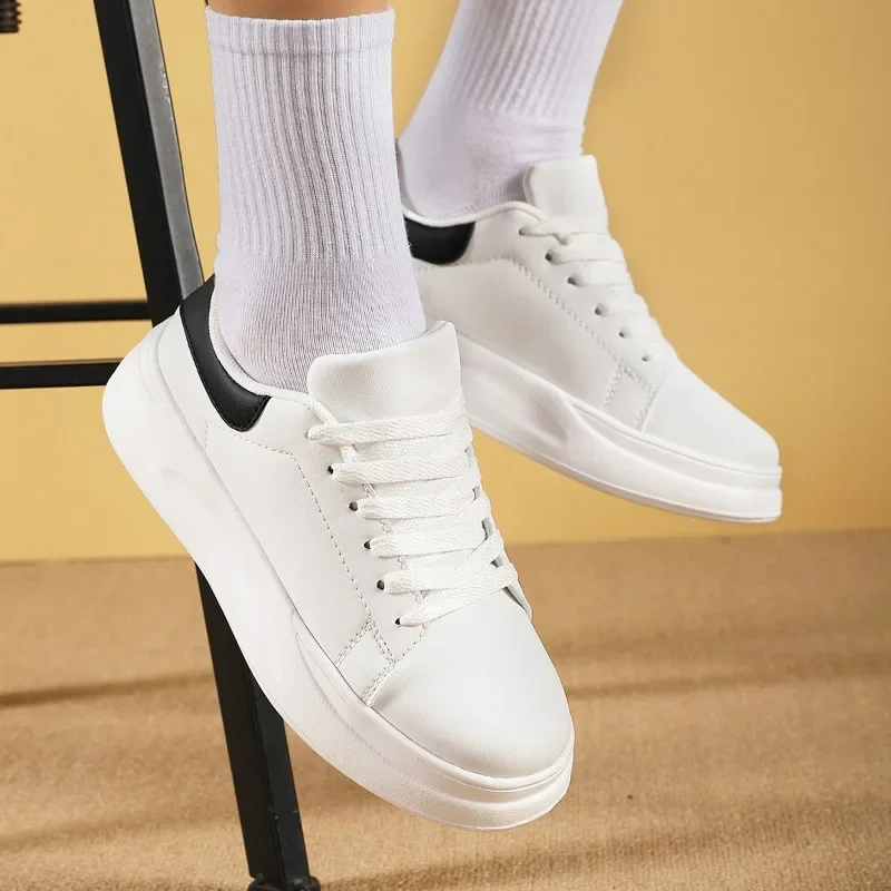 

YRZL Unisex Waterproof White Sneakers Athletic Jogging Shoes Non Slip Wear Resistant Comfortable Lace Up Shoes for Women Men