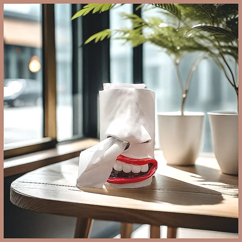 Funny Nostril Tissue Holder, Resin Craft Desktop Decor, Novelty Tissue Box Cover for Home Office