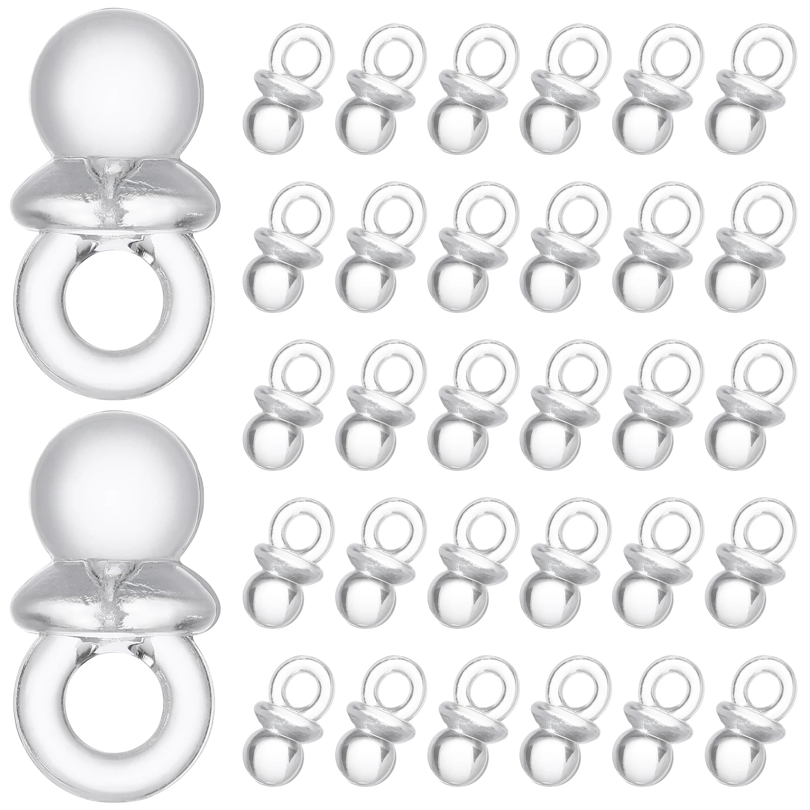 

50pcs Acrylic Baby Pacifier Beads Transparent White 20x12mm Healthy Material Baby Shower Necklace Decorations Newborn Gifts