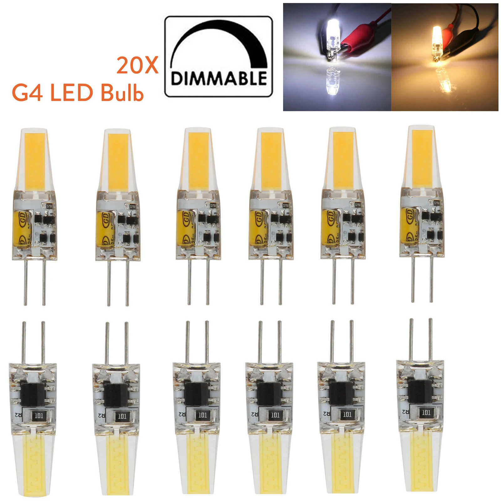 

20Pcs Mini G4 Led Silicone Lamp 6W Bulb Dimmable 6 W Lamps Dc 12V Cob Lights 3000K 6000K Bombillas Lighting Spotlight Chandelier