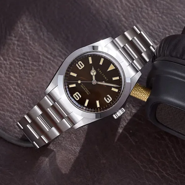 Baltany Men Automatic Watch 35.5mm Mechaical Wristwatch Bubble Sapphire Diver 200M Waterproof C3 Luminous NH38 Military