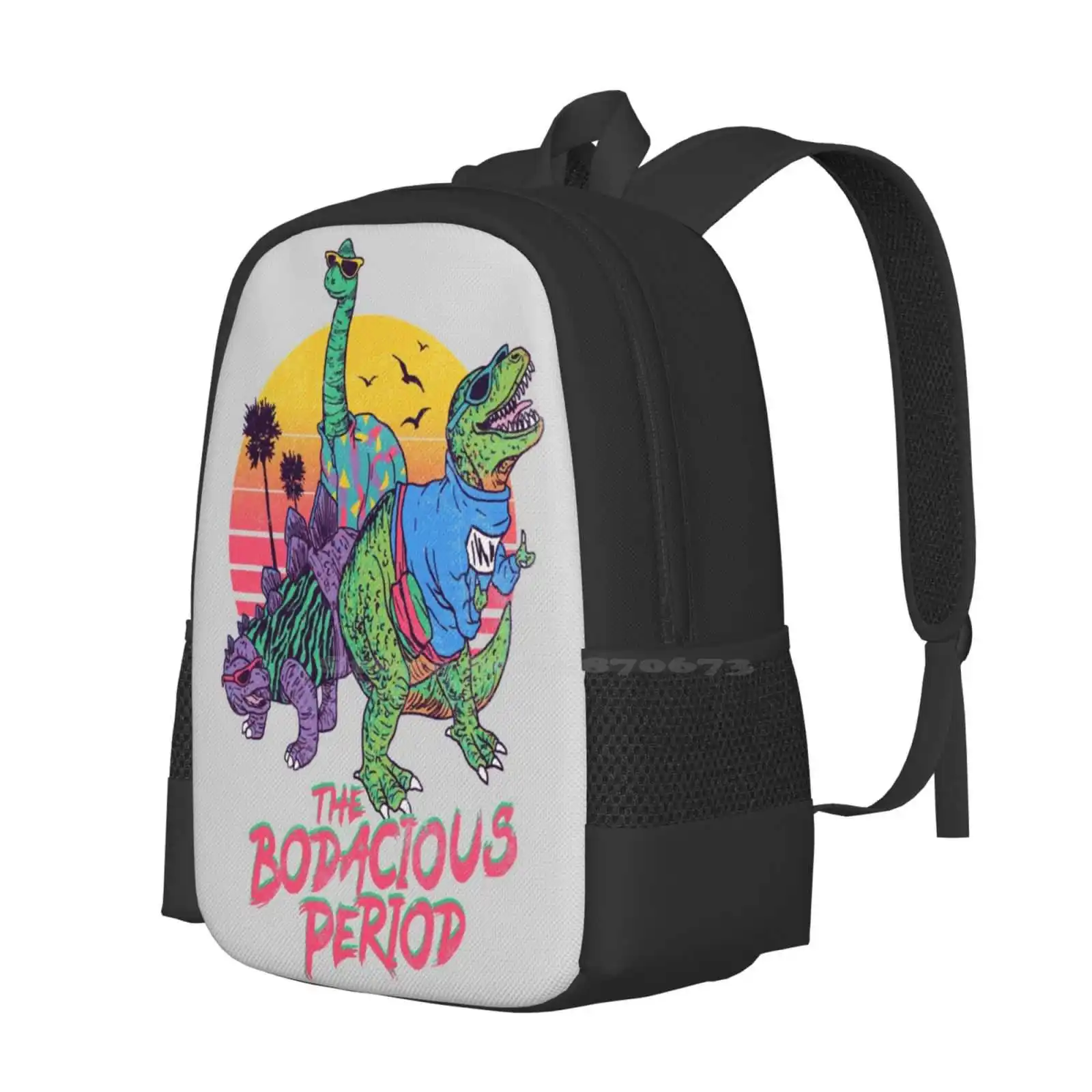 The Bodacious Period School Bag Big Capacity Backpack Laptop Retro Summer Fashion T Rex Stegosaurus Beach Vintage Cool Awesome