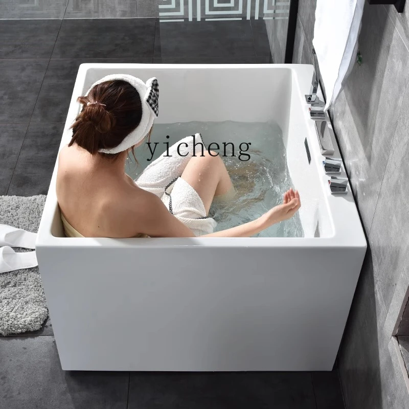 W31- Square Bathtub Mini Small Unit Independent Deep Sitting Soak Double Household Adult Bathtub