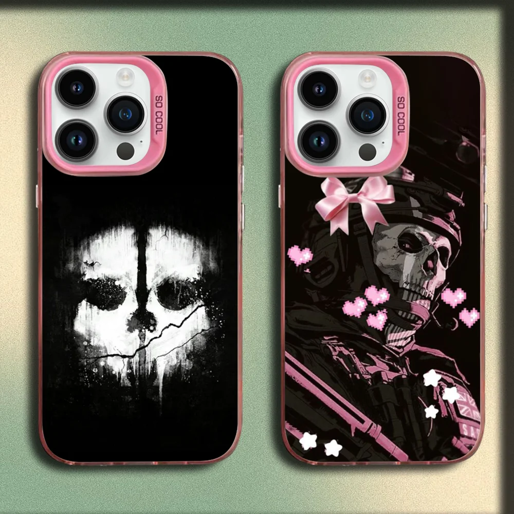 

COD Call Of Duty G-Ghosts Phone Case For iPhone 16,15,14,13,12,11,Mini,Pro,MAX Pink Matte Silicone Cover