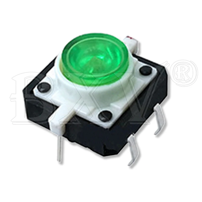 5 Colors Red Green Blue Yellow White 12X12X7.3mm Momentary Touch LED With Light Touch Button Switch 12*12*7.3mm Hjxrhgal 5PCS