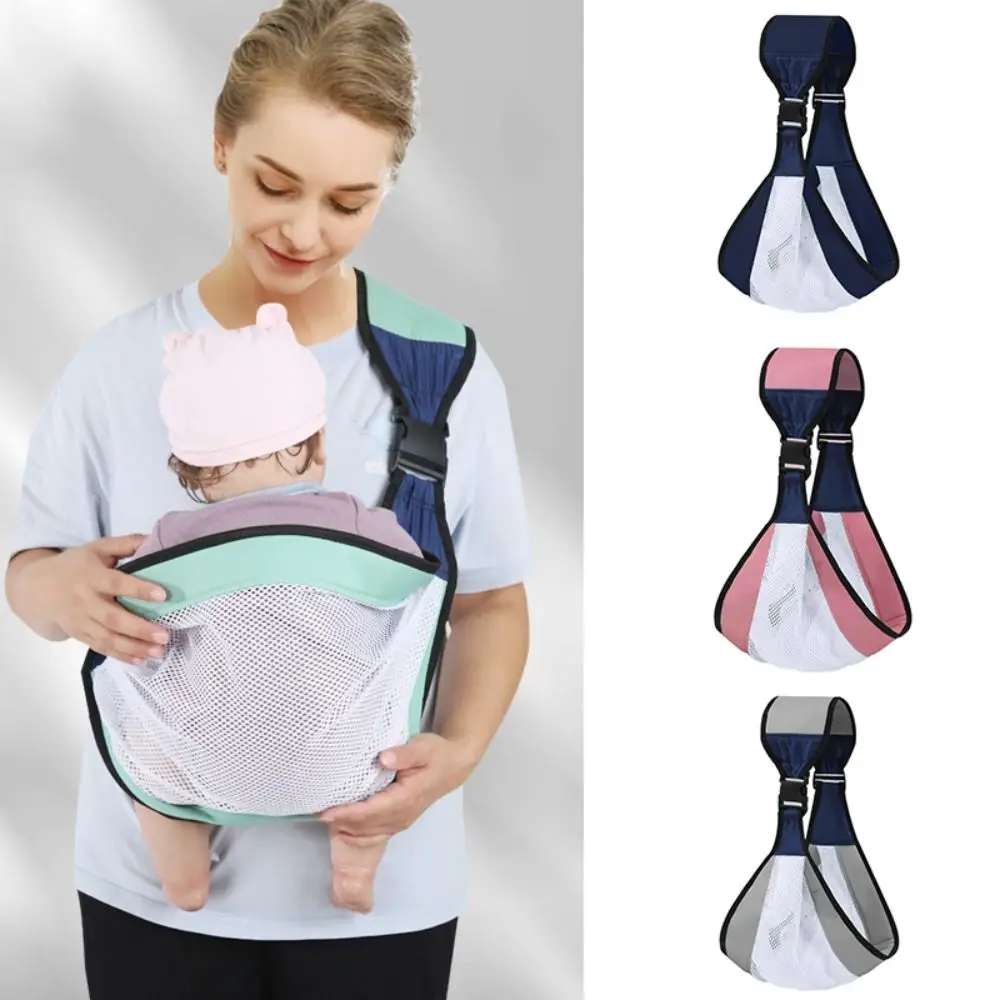 

Newborn Front Holding Baby Wrap Carrier Cotton Mesh Infant Backpacks Horizontal Holding Type Infant Kangaroo Bag