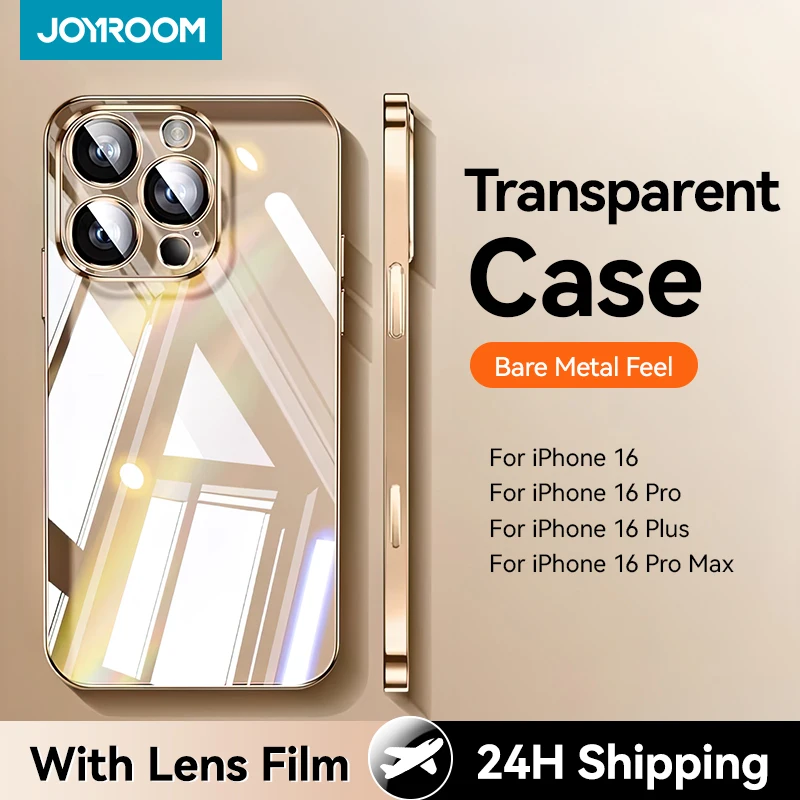 Joyroom Transparent Case For iPhone 16 Pro Max Anti-Drop Phone Case For iPhone 15 Pro Max Shockproof Cover With Len Protection