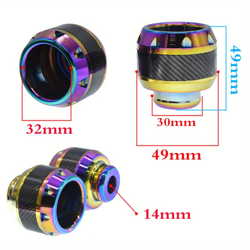 2PCS Burning Titanium Motorcycle Frame Slider Aluminum Front Fork Cup Falling Crush Protector Carbon Fiber for Motorbike Scooter