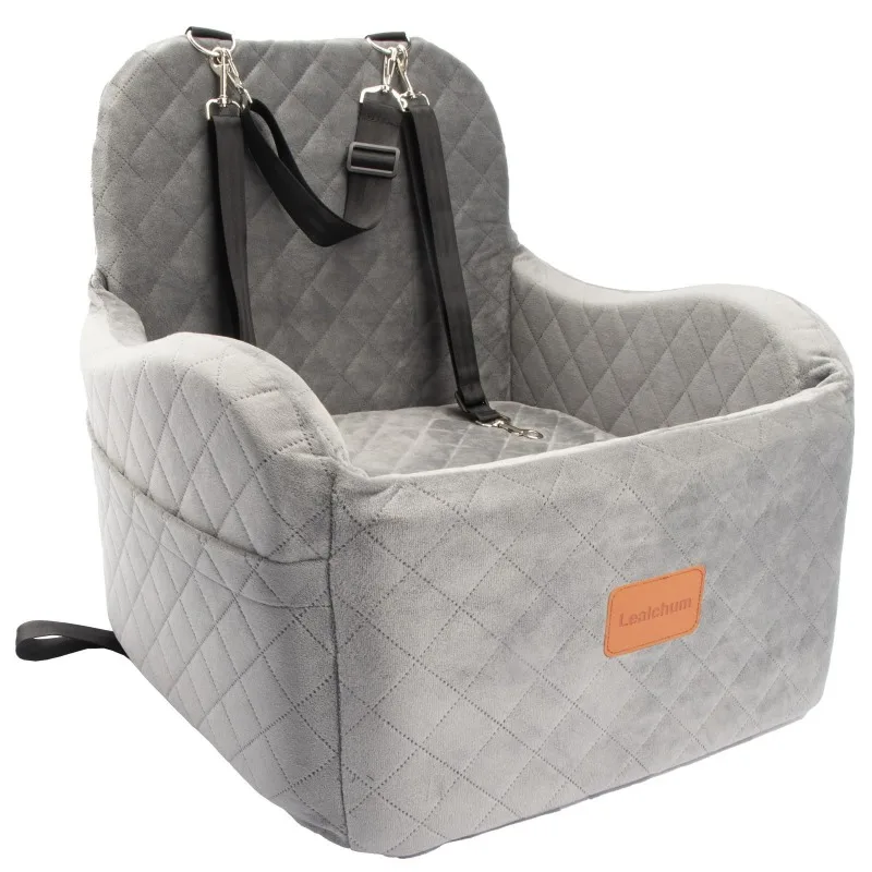 1PC Warm Portable Dog Car Seat for Pet Small Medium Dogs with Washable Cushion Bed Safety Belt Storage Pocket for Outdoor Travel view 4