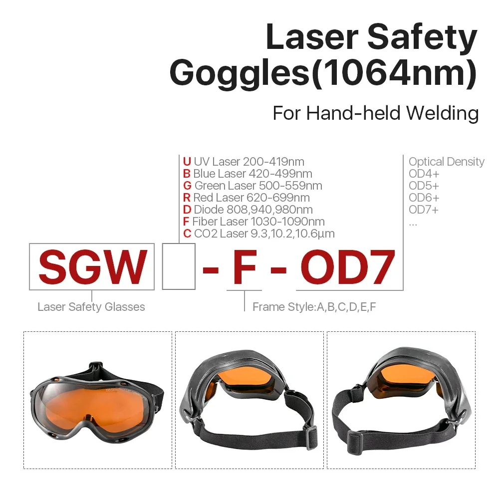 Fiber Welding Safety Goggles 190-550& 800-1100nm OD7+ Protective Glasses Shield Protection Eyewear For Welding Machine