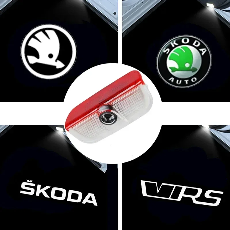 Image of 2PCS Auto Tür Willkommen Höflichkeit Logo Lichter Geist Projektor Schatten Lampen für Skoda VRS Fabia Octavia Roomster Superb Zubehör