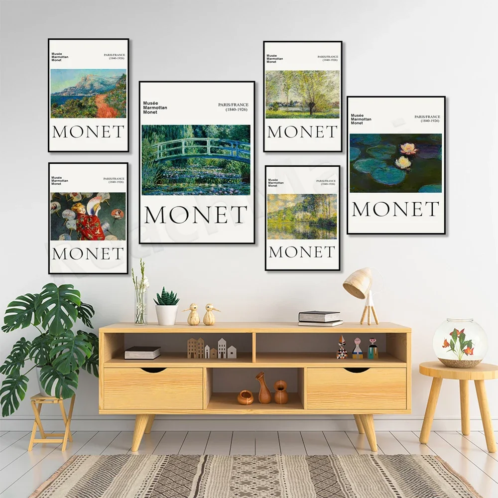 

Abstract Monet Exhibition Claude Posters and Prints Vintage Monet Garden Landscape Museum Wall Pictures Living Room Home Decor