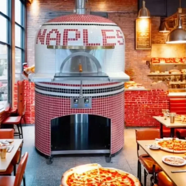 A Large Pizza Italian Brick Burning Clay Outdoor Charcoal Electric Gas Wood Fire Restaurant Neapolitan Woodfired Commercial Oven