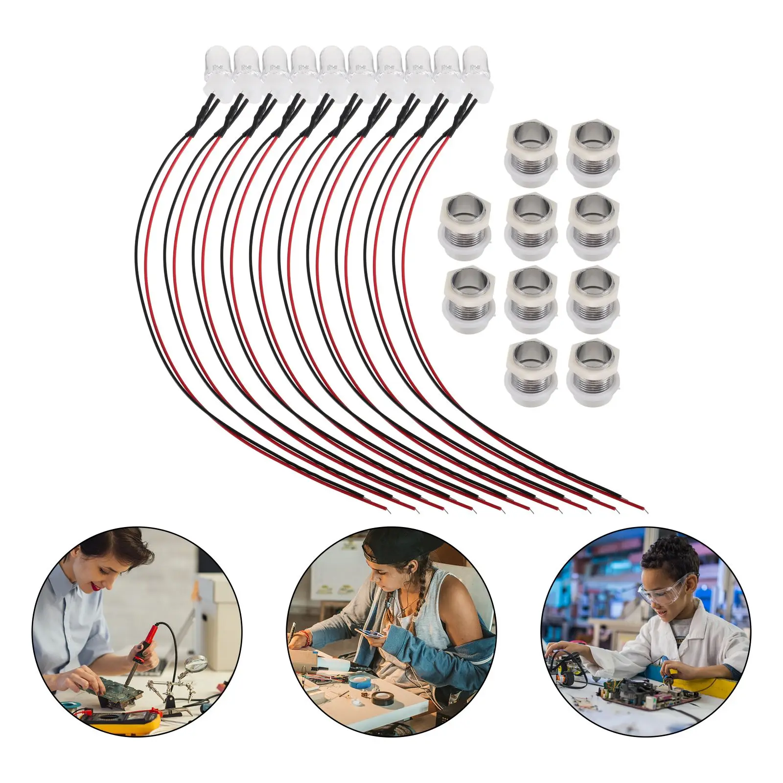 

10pcs LED Lamp Bead Metal Base Bulb Pre-Wired 6V-12V Emitting Diode for DIY School Experiments Car Decorations