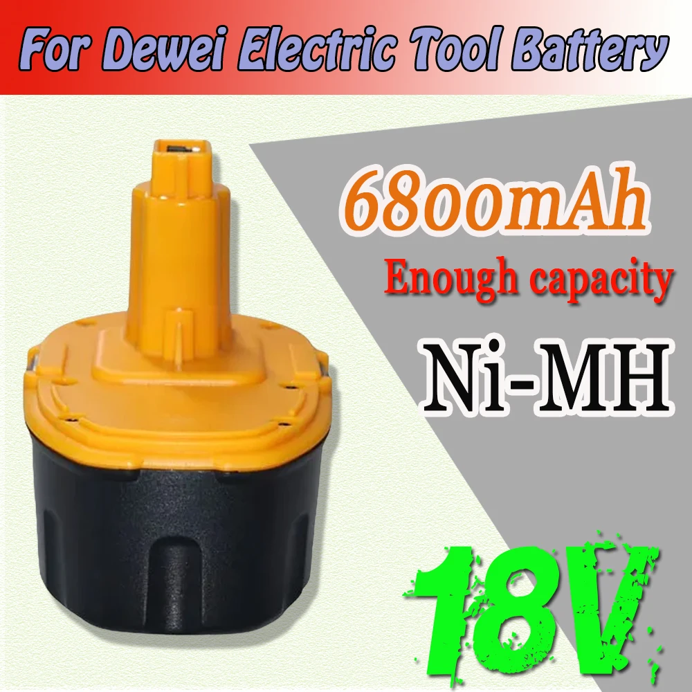 100%18V 6800mAh Ni-Mh DC9096 Replacement Battery for Dewalt 18V Battery DC9096 DE9098 DE9095 DE9096 DW9096 for Dewalt Battery