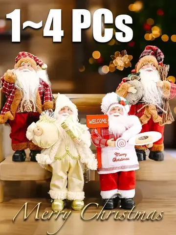 1~4PCS 2025 Christmas Decoration for Home Santa Claus Plush Doll 30cm Navidad Party Decor Xmas Ornaments New Year Gift