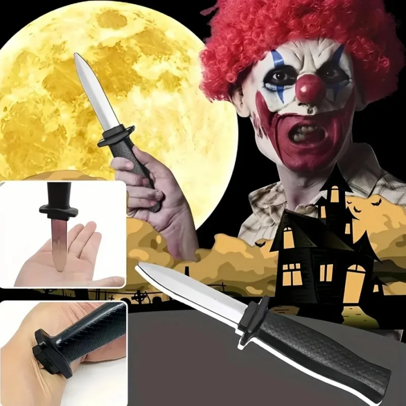 1pcHalloween Telescopic Fake Knife Magic Performance Props Party Tricky Fake Knife Funny Gift