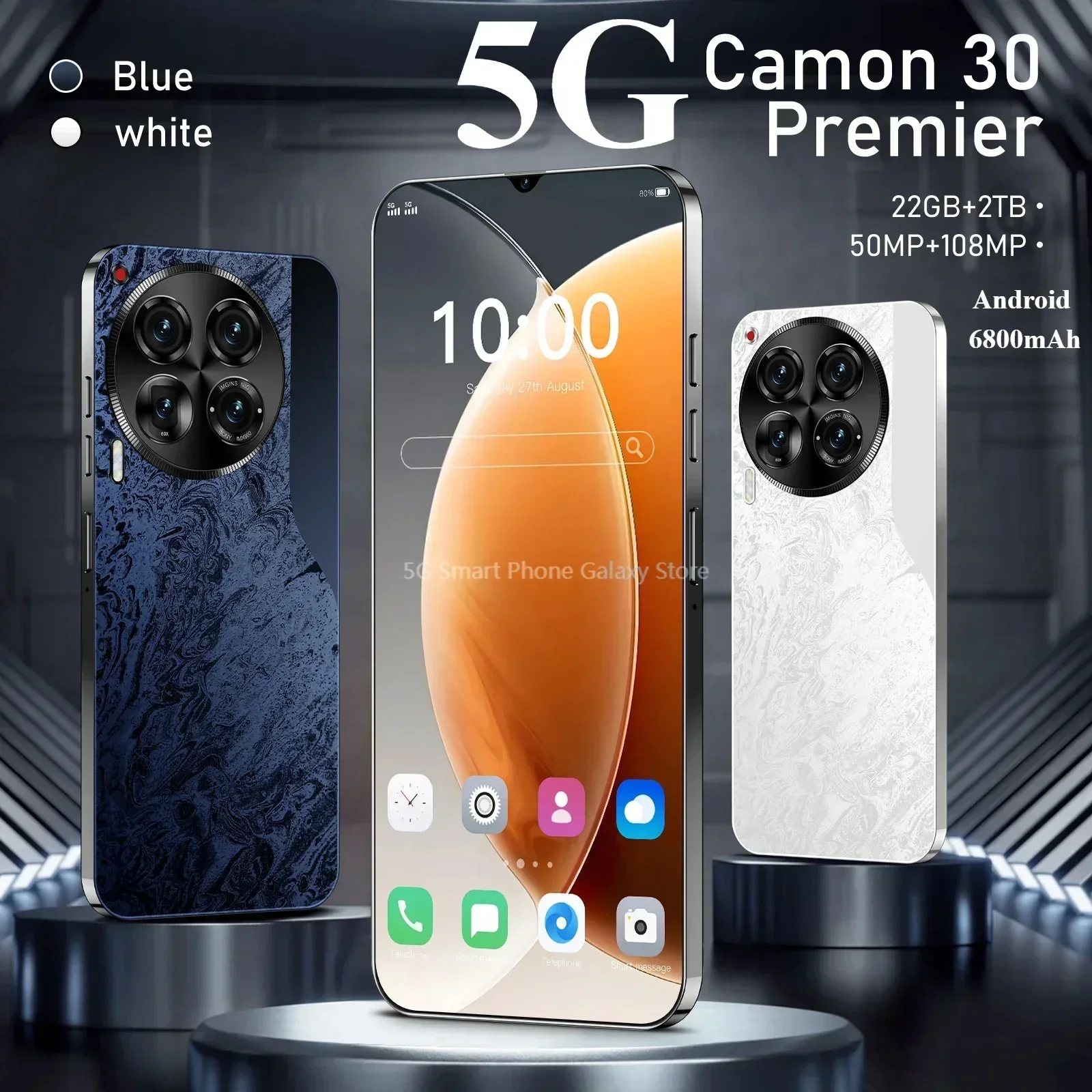 Camon 30 Premier 22GB+2TB Qualcomm 888 4G/5G smartphone Global Edition 10 core 6800mAh 50+108MP mobile phone Android phone