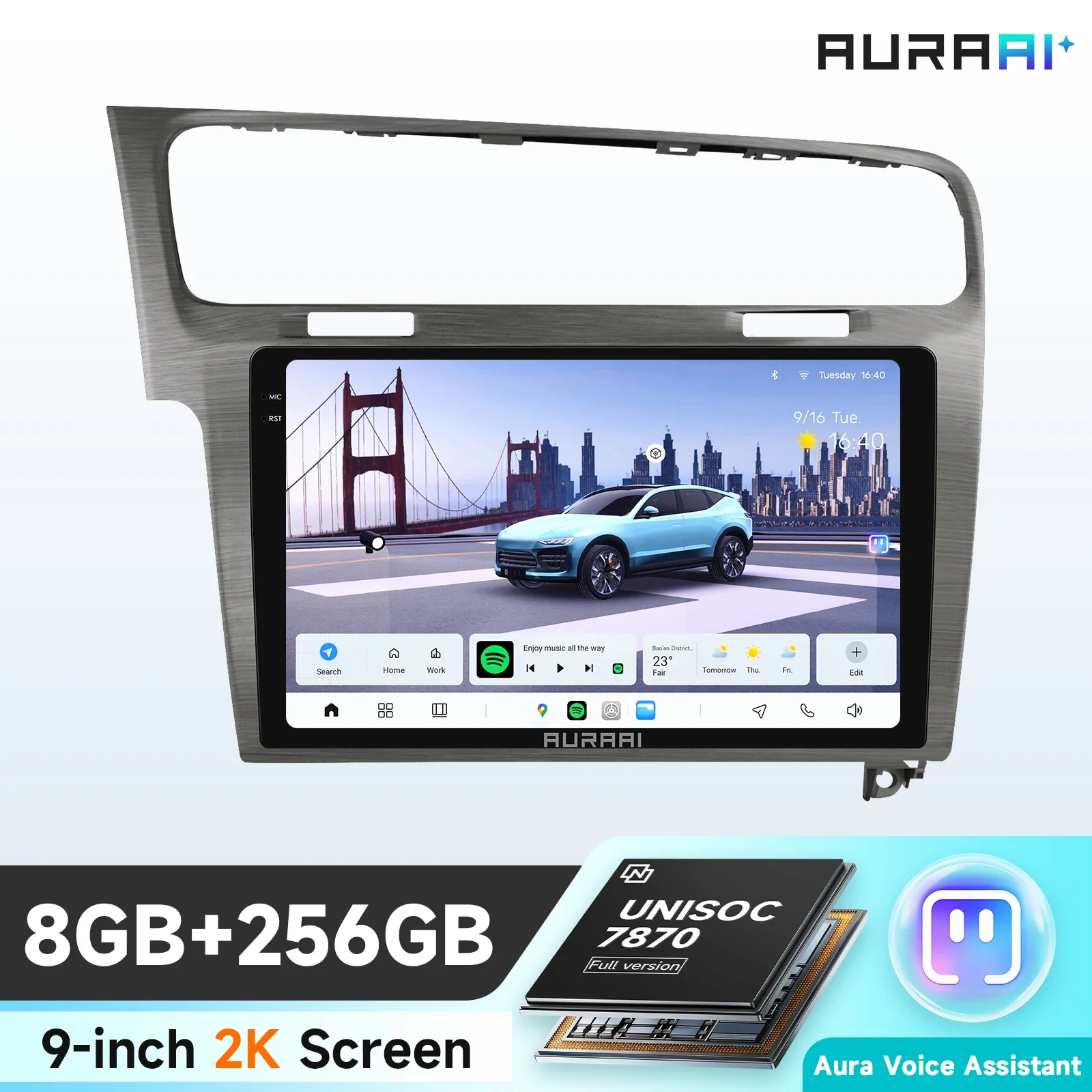 AURAAI 2K draadloze CarPlay voor Apple Android autoradio voor Volkswagen VW Golf 7 VII 2013-2017 Multimedia videospeler GPS-navigatie Stereo ADAS 360 Camera RDS DSP Bluetooth 3D 7870 AI Voice