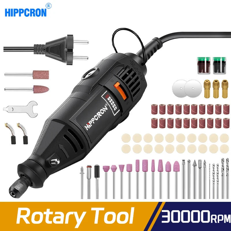 HIPPCRON 30000RPM 220V Mini Drill Electric Carving Pen 5 Speed Rotary Tools Kit Engraver for Grinding Polishing Sanding Slicing