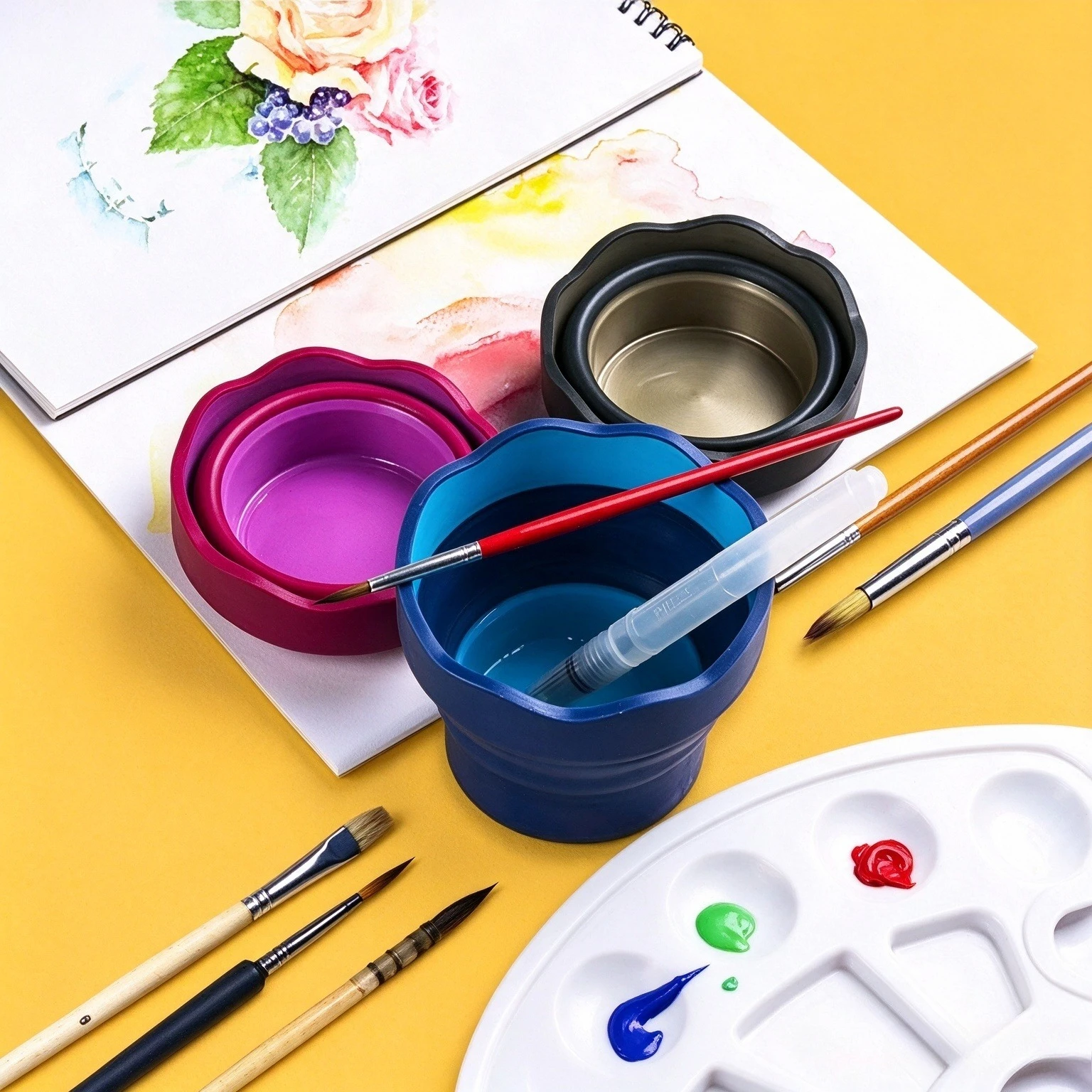 Faber‑Castell Folding Paint Brush Washer, Portable Collapsible Artist Water Cup, Art Painting Cleaning Supplies