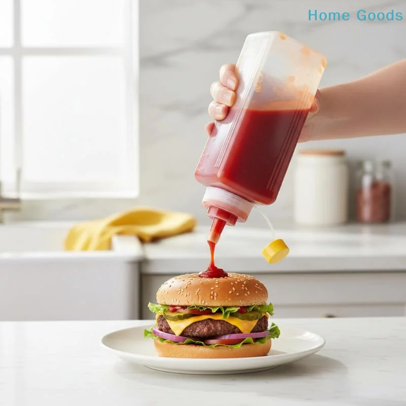 preferredSqueeze Sauce Bottle Reusable Large Mouth Dustproof Condiment Dispenser 600/800/1000ML for Food Stall Takeaway Service