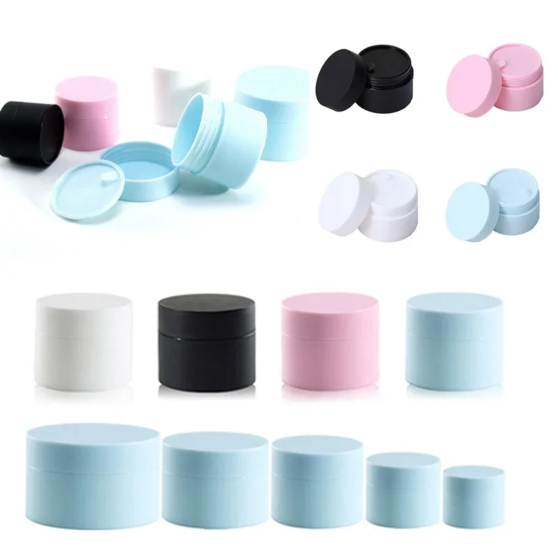 

50pcs 3g-50g Plastic Cosmetics Jars Empty Makeup Sample Box Nail Art Storage Pot Containers Lotion Face Creams Refillable Bottle