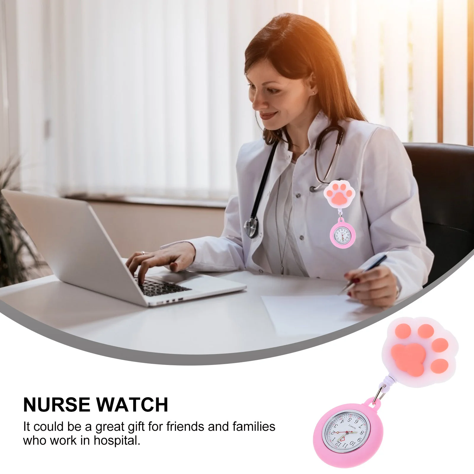 مشبك ساعة جيب للممرضات على شكل مخلب قطة على ساعة كوارتز لزي طبي مضيء هدية تمريض الطبيب #3