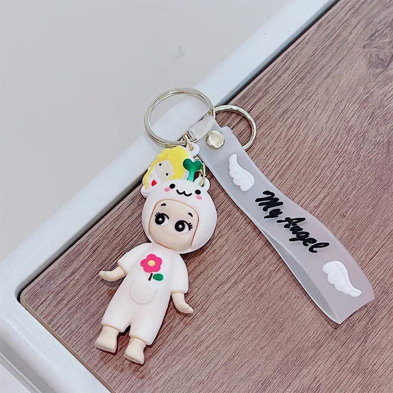 Kawaii Cute Sonny Angel Animation Peripheral Cartoon Originality Key Chain Pendant Student Backpack Decoration Girl Holiday Gift