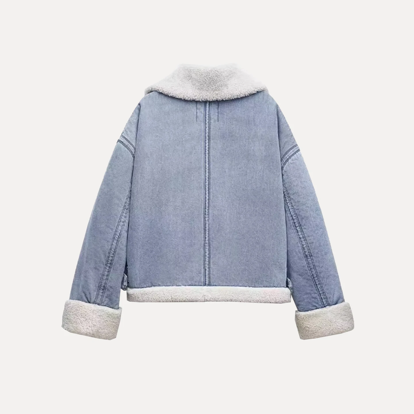 Z femmes Faion Waed Vintage Fce Denim Jaet 2025 nouveau Sle trajet Tube droit longue Sve fermeture éclair couleur Pure