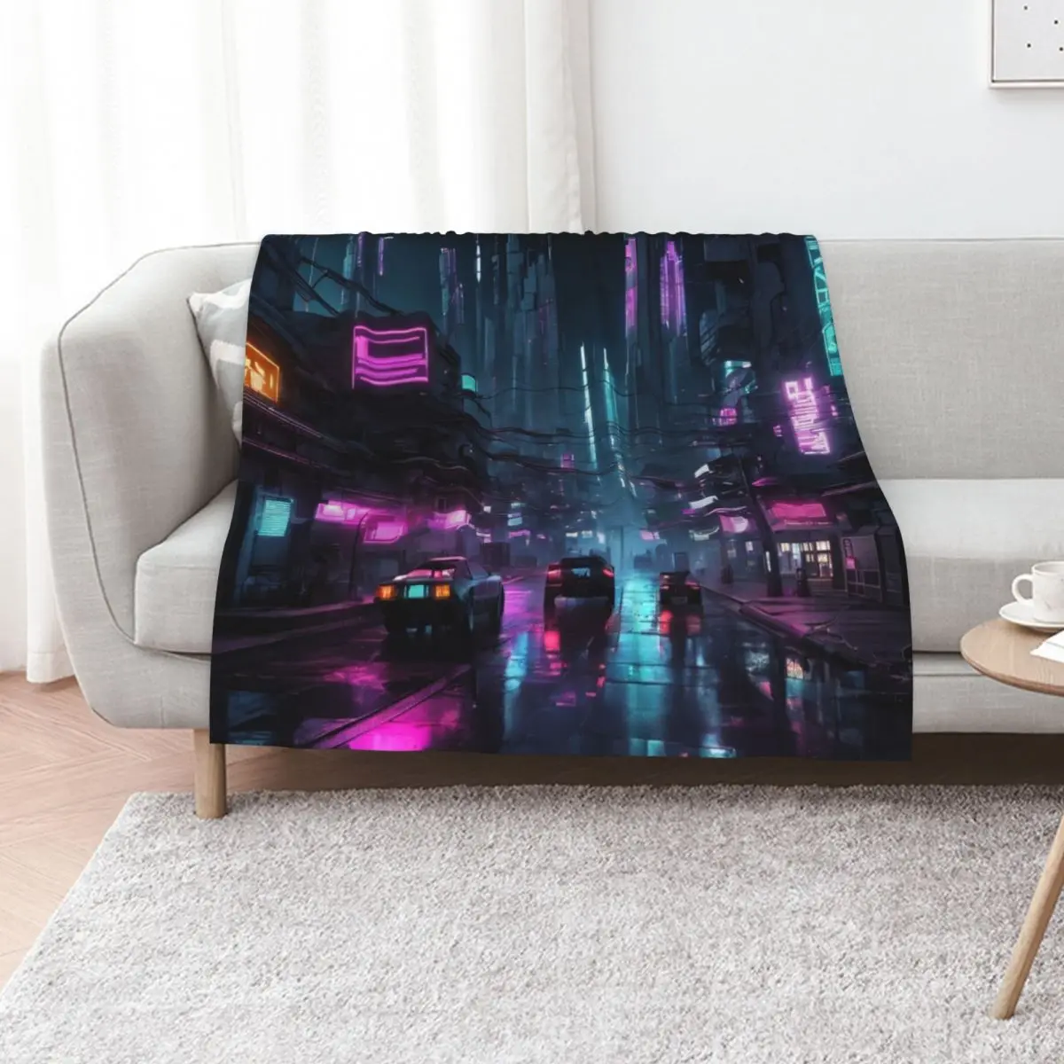 Cyberpunk Night City Art #6 Throw Blanket Long Lasting Soft Plush Blanket for Daily Use